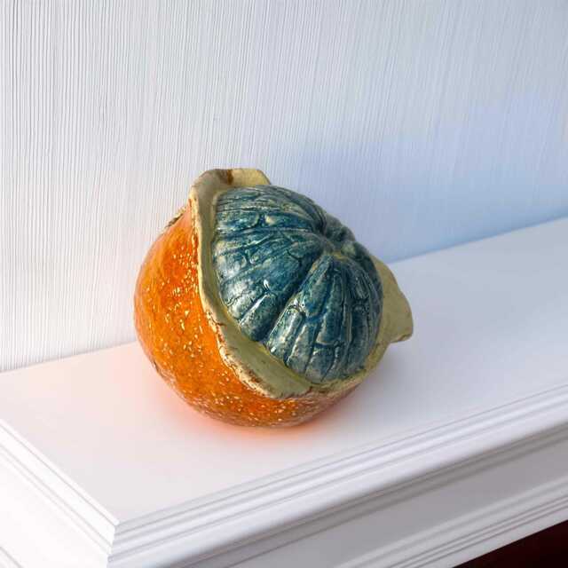 Handmade Ceramic Orange Vase Ikebana Container, Bookshelf Sculpture. Book Nook Insert. Art Decor. Salon - image 1