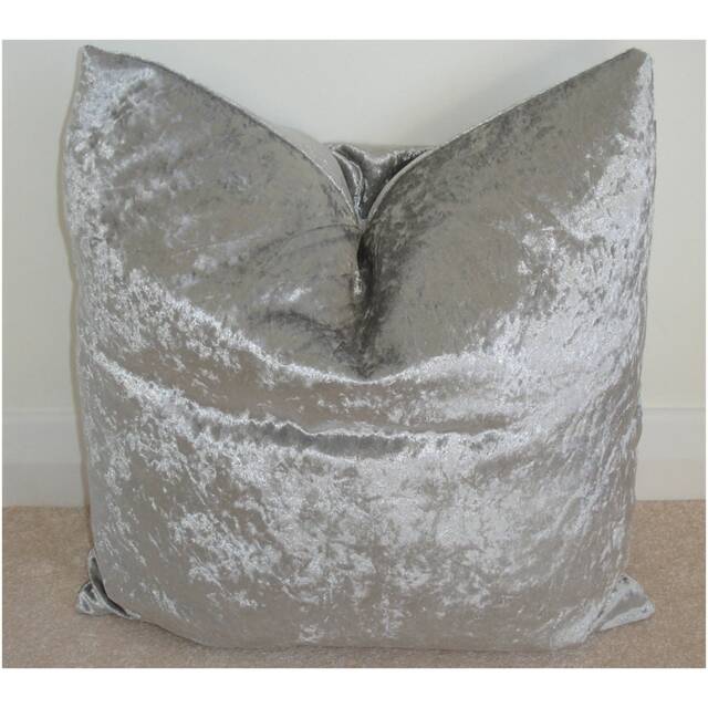 "Crushed Velvet Cushion Cover 20x20 Silver Luxury 24x24 Pillow Sham 26x26 With Zip Case Slip Pillowcase Hollywood Regency 20"" 24"" 26" - image 1