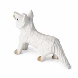 Whimsical White Arctic Fox Hand Carved Wood Figurine Woodland Animal Nursery Decor Rustic Desk Accessory Unique Gift For Nature Lover - thumbnail 3