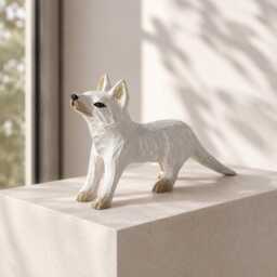 Whimsical White Arctic Fox Hand Carved Wood Figurine Woodland Animal Nursery Decor Rustic Desk Accessory Unique Gift For Nature Lover