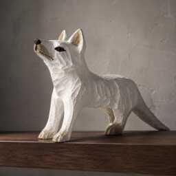 Whimsical White Arctic Fox Hand Carved Wood Figurine Woodland Animal Nursery Decor Rustic Desk Accessory Unique Gift For Nature Lover - thumbnail 4