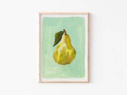 A3-A4-A5 -Pear Fruit Art Print -Colourful Food - Illustration -Bedroom Wall Unframed -Kitchen -Food Illustration - thumbnail 1