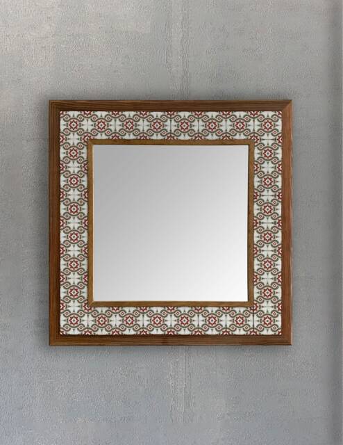 stone Decorative Mirror, Tile Ceramic Wall Handmade Mirror Decor, Christmas Gift - image 1