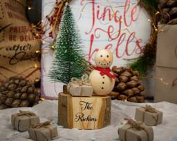 Handmade Wooden Christmas Mantel Decoration Snowman Or Tree With Lights