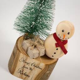 Handmade Wooden Christmas Mantel Decoration Snowman Or Tree With Lights - thumbnail 3
