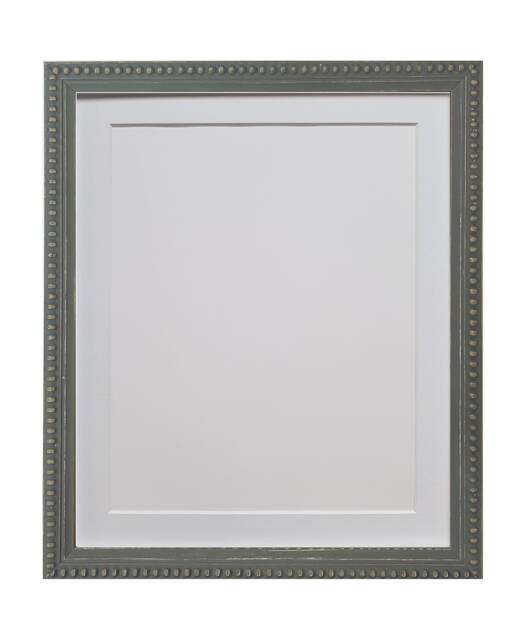 Crown Grey Photo Frame With White Mount, Wooden Bobbin Distressed - image 1
