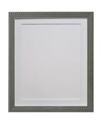 Crown Grey Photo Frame With White Mount, Wooden Bobbin Distressed - thumbnail 1