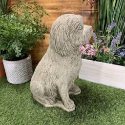 Stone Garden Detailed Large Sitting Shih Tzu Dog Gift Statue Ornament - thumbnail 4