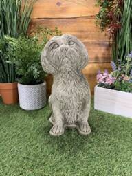 Stone Garden Detailed Large Sitting Shih Tzu Dog Gift Statue Ornament - thumbnail 1