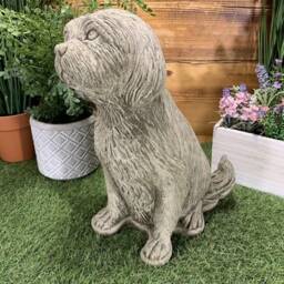 Stone Garden Detailed Large Sitting Shih Tzu Dog Gift Statue Ornament - thumbnail 3