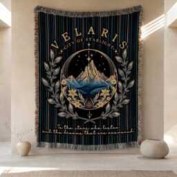 Velaris Woven Blanket, Acotar Throw, You Do Not Yield Throw Sarah J Maas Booktok Feyre Rhysand Decor, Bookish Gift - thumbnail 1