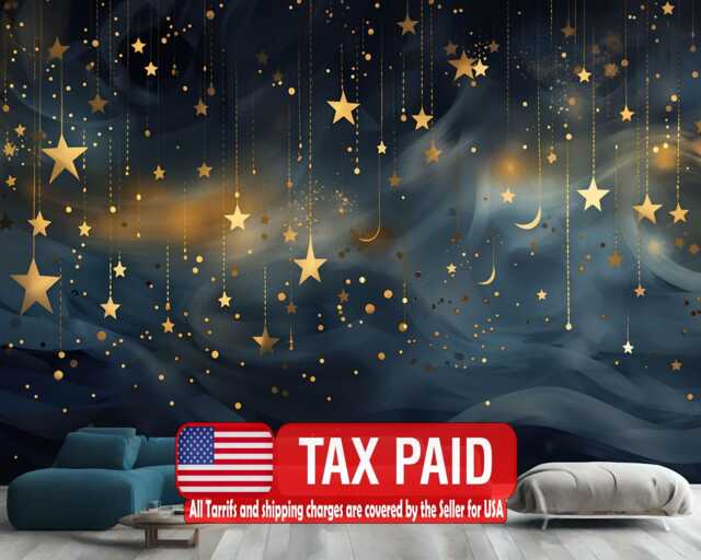 Night Sky Stars & Moon Wallpaper Mural Peel & Stick Wall Decal - image 1