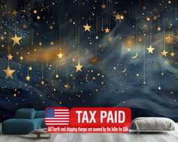 Night Sky Stars & Moon Wallpaper Mural Peel & Stick Wall Decal - thumbnail 1