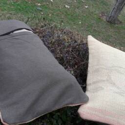 Pair Vintage Oushak Lumbar Pillow Covers Turkish Rug Pillows 26x14 Inch - thumbnail 3