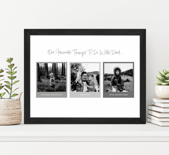 Personalised 3 Photo Print. Framing Available. Fathers Day. Family. Custom Made Wall Decor Keepsake Gift Handmade To Order - image 1