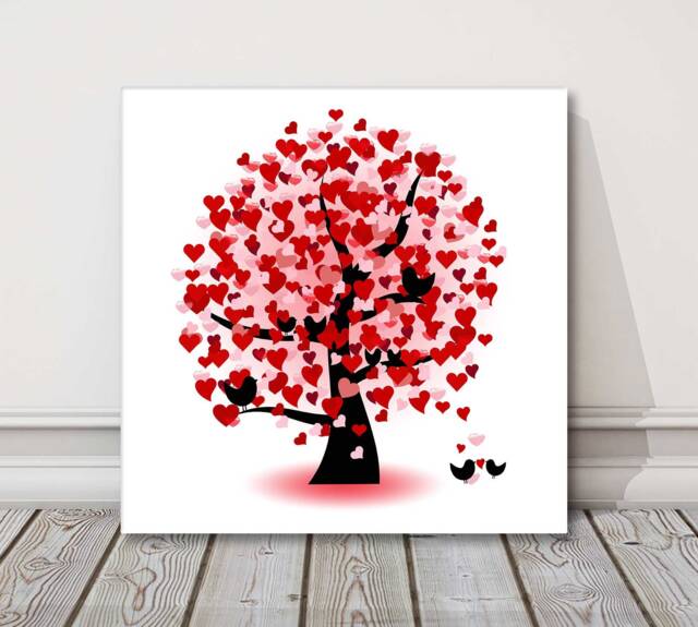 Tree Of Love Canvas Print Abstract Heart, Bird Art - image 1