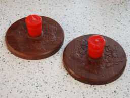 Black Walnut Candle Holders - Rose Carvings Unique Wedding Or Christmas Gift 13096
