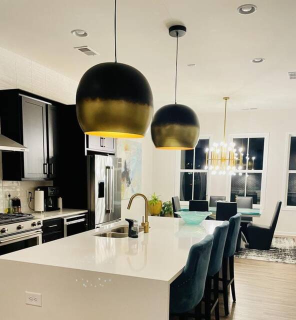 Set Of 2 Brass Kitchen Island Pendant Lights, Modern Hanging Ceiling Lamps - image 1