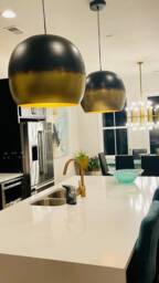 Set Of 2 Brass Kitchen Island Pendant Lights, Modern Hanging Ceiling Lamps - thumbnail 3