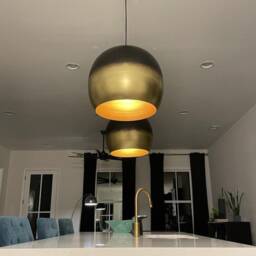 Set Of 2 Brass Kitchen Island Pendant Lights, Modern Hanging Ceiling Lamps - thumbnail 2