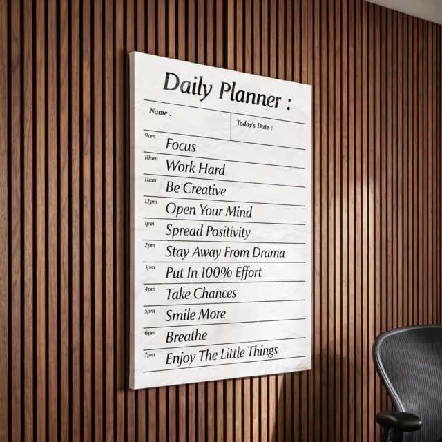 Daily Planner List Motivational Inspirational Self-Improvement, Framed Canvas Wall Art Poster Print, Home Office & Room Decor, Gift Idea - image 1