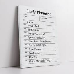 Daily Planner List Motivational Inspirational Self-Improvement, Framed Canvas Wall Art Poster Print, Home Office & Room Decor, Gift Idea - thumbnail 3