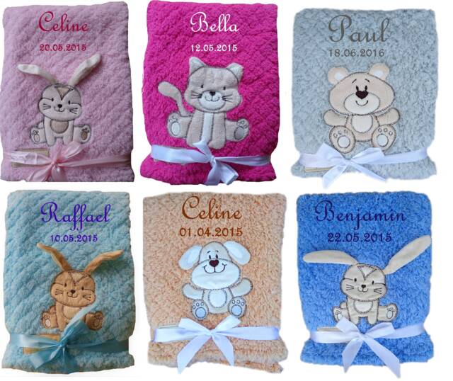 Fluffy Baby Blanket With Name Embroidered Baptism - image 1