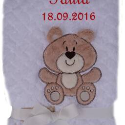 Fluffy Baby Blanket With Name Embroidered Baptism - thumbnail 3