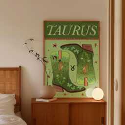 Taurus Cowgirl Print Western Zodiac Art, Unframed - thumbnail 3