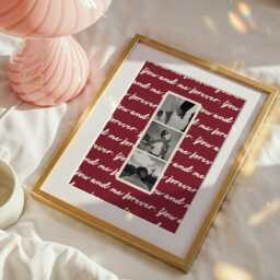 Personalised Couples Print - You & Me Forever Red Couple Quote Photobooth Strip Valentines Gift - thumbnail 2