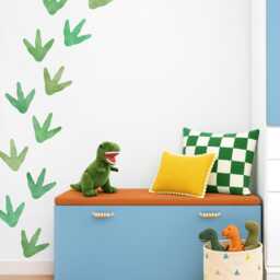 Dinosaur Track Decals - Removable, Reusable Wall Stickers Nursery Decor, Kids Room Watercolor Art, Boy Bedroom Decor - thumbnail 1