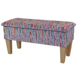 Handmade Storage Ottoman Stool Extravaganza Stripe Rainbow Fabric
