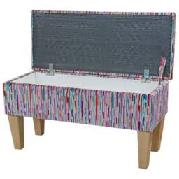 Handmade Storage Ottoman Stool Extravaganza Stripe Rainbow Fabric - thumbnail 2