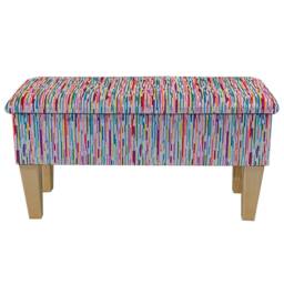 Handmade Storage Ottoman Stool Extravaganza Stripe Rainbow Fabric - thumbnail 3