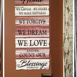 Reclaimed Wood Effect Wall Decal~Home We Laugh, Share, Make Mistakes, Forgive, Dream, Love & Count Our Blessings Everyday - thumbnail 2