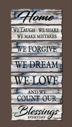 Reclaimed Wood Effect Wall Decal~Home We Laugh, Share, Make Mistakes, Forgive, Dream, Love & Count Our Blessings Everyday
