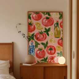 Tomato Pattern Poster, Mediterranean Kitchen Print, Food Wall Art - thumbnail 2