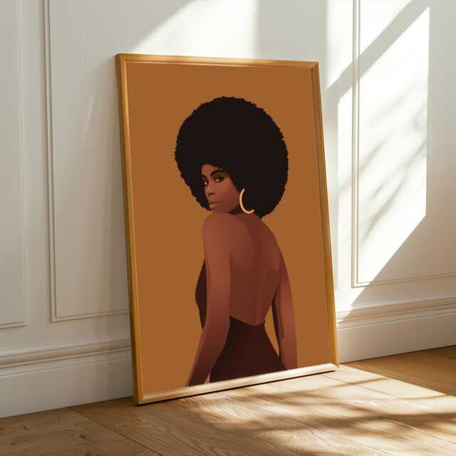 Afrocentric Woman Art Print Brown, Black & Gold Minimalist Poster - Poster Only - image 1