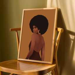 Afrocentric Woman Art Print Brown, Black & Gold Minimalist Poster - Poster Only - thumbnail 3