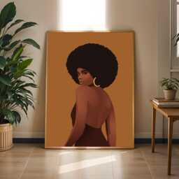 Afrocentric Woman Art Print Brown, Black & Gold Minimalist Poster - Poster Only - thumbnail 2
