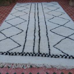 Beni Ourain Beniourain Rug-Rug Moroccan Vintage-Wool Rug - Rainbow Rugs-Vintage Fabric Scraps - Azilal Rugs-Moroccan Rug - thumbnail 3