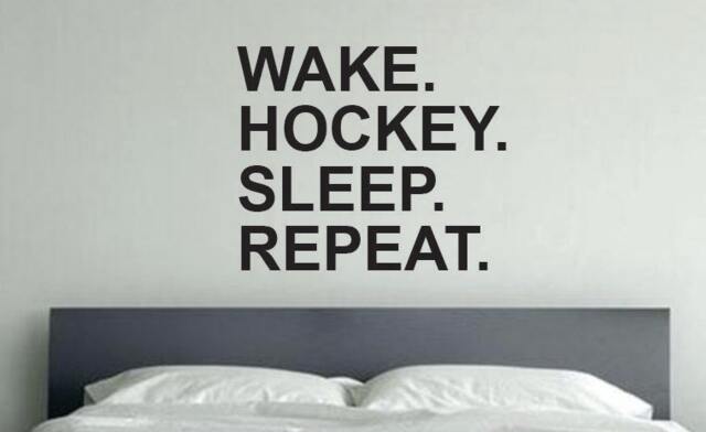 Hockey Theme Decor, Wake Sleep Repeat. Wall Decal Sticker - image 1