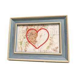 Cairo Heart Map - Custom Gift Egypt Anniversary Framed Wedding Vintage Print Of With Hand-Embroidered - thumbnail 1