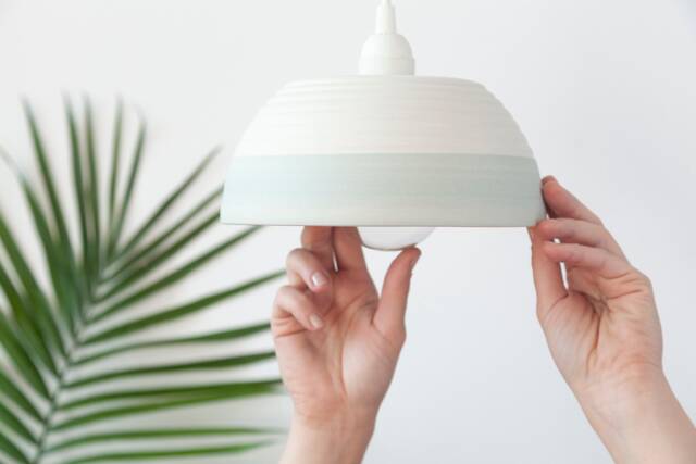 White Pendant Lighting No7 , Ceramic Lamp Lampshade Ceiling - image 1
