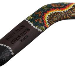 Engraved Boomerang Personalised Wooden Custom Engraving Wedding Birthday Handmade Hand Painted Decorated Traditional Farewell Come Back - thumbnail 2