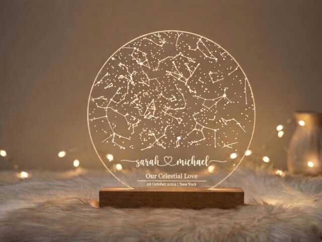 Personalised Star Map Night Light - Custom Constellation Anniversary Gift - image 1