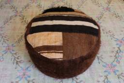 Vintage Kilim Rug Pouf Cover, Turkish Wool Ottoman Footstool