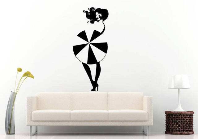 Umbrella Girl Woman Hot Beautiful Fashion Shopping Beauty Salon Wall Sticker Decal Vinyl Mural Decor Art L2375 - image 1