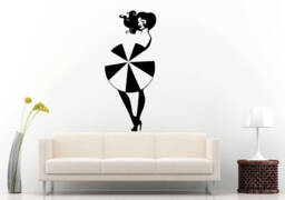 Umbrella Girl Woman Hot Beautiful Fashion Shopping Beauty Salon Wall Sticker Decal Vinyl Mural Decor Art L2375 - thumbnail 1