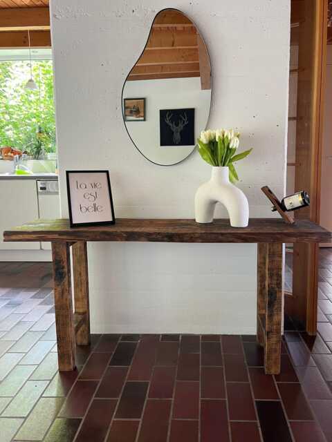 Reclaimed Wood Foyer Table, Narrow Console Entry Sofa Front Entrance, Rustic Counter Table Long Bar Height Table-Customizable - image 1